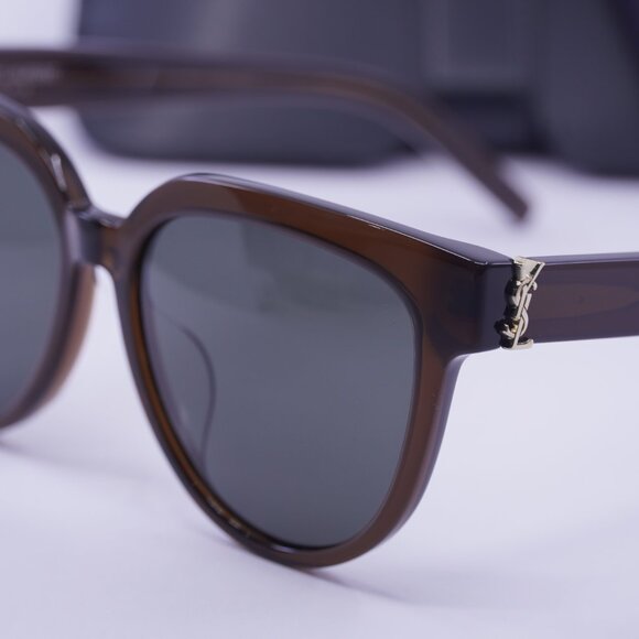Saint Laurent SLM28/F 008 Round Sunglasses - Brown/Grey - Picture 3 of 10
